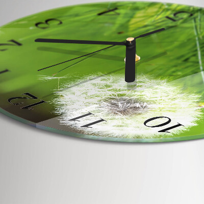 Clock glass round Dandelion