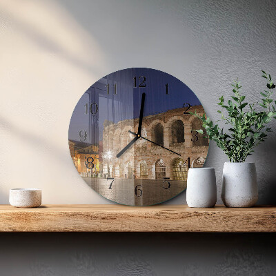 Glass wall clock round Night light