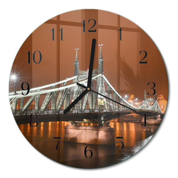 Glass wall clock round Bridge