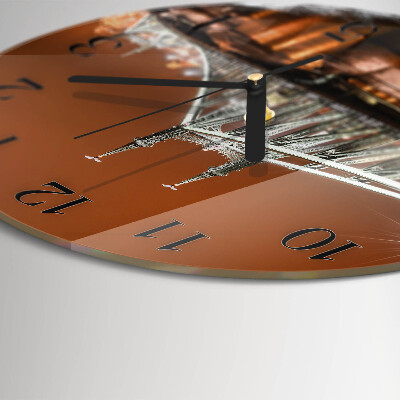 Glass wall clock round Bridge