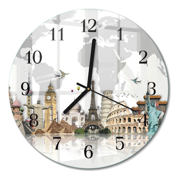 Round glass clock World