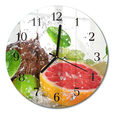Round glass clock Fruit