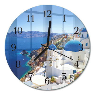 Round glass clock Santorini