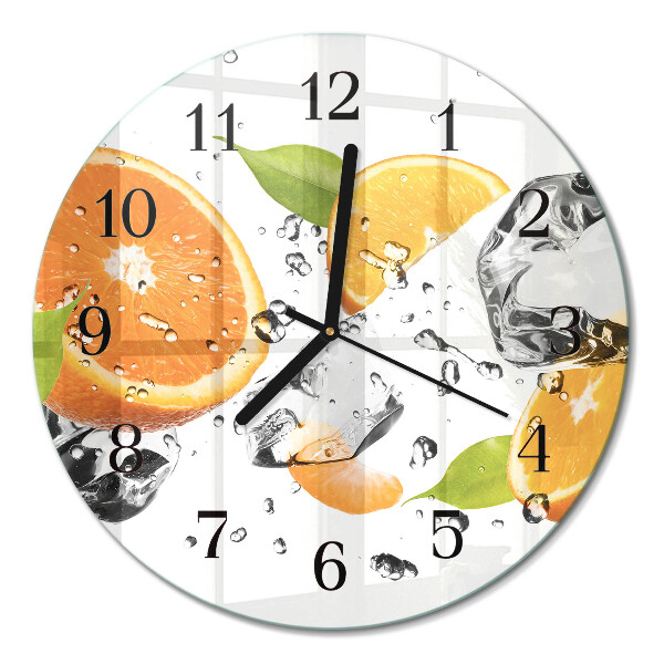 Glass wall clock round Oranges