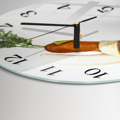 Clock glass round Carrots and bananas