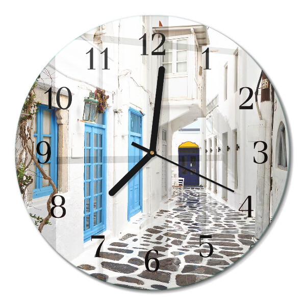 Clock glass round Santorini
