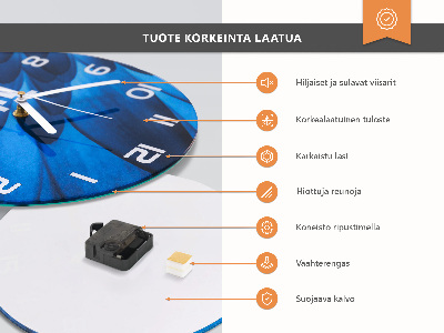 Glass wall clock round City