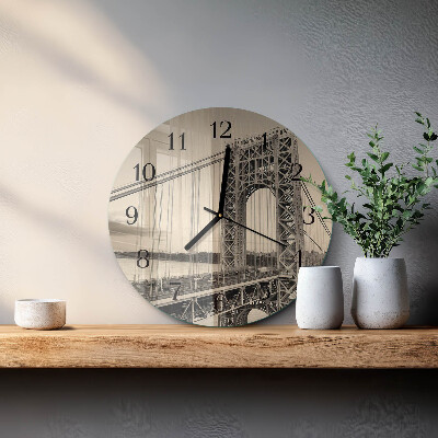 Glass wall clock round Golden Gate
