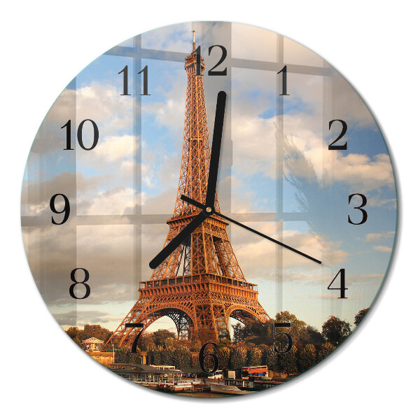 Glass wall clock round Paris