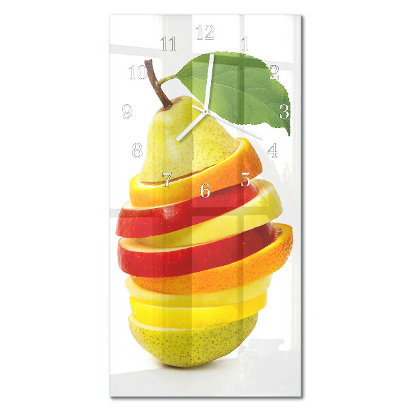Glass wall clock vertical Fruit