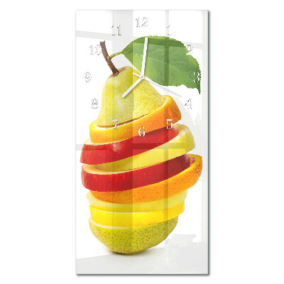 Glass wall clock vertical Fruit