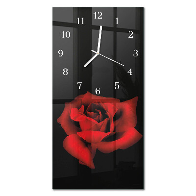 Glass wall clock vertical Rose