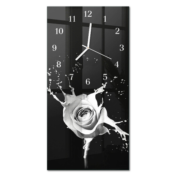 Glass clock vertical Rose