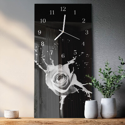 Glass clock vertical Rose