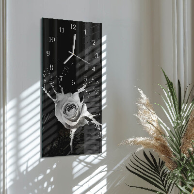 Glass clock vertical Rose