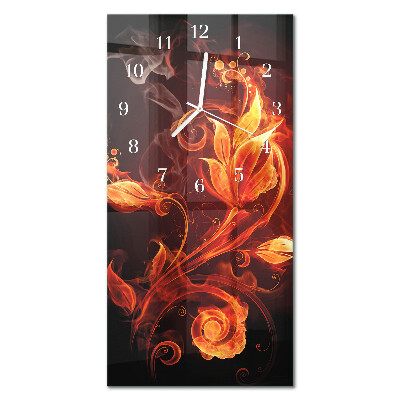 Glass clock vertical Abstract flowers