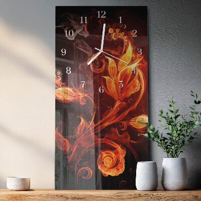 Glass clock vertical Abstract flowers