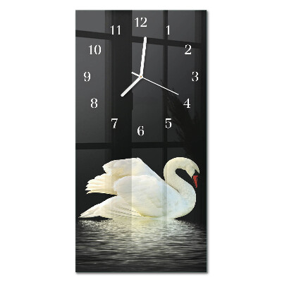 Glass wall clock vertical Swan