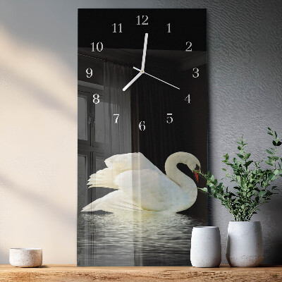Glass wall clock vertical Swan