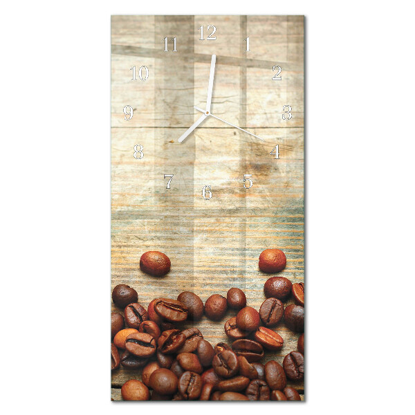 Vertical wall clock Wood with coffee beans
