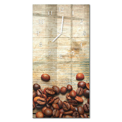 Vertical wall clock Wood with coffee beans