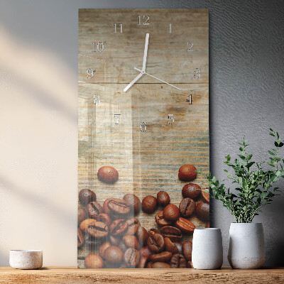 Vertical wall clock Wood with coffee beans