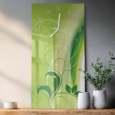 Vertical rectangular wall clock Floral pattern