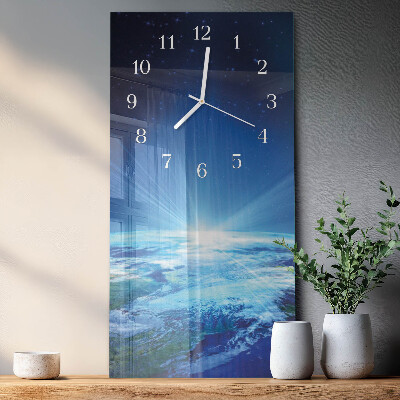 Vertical rectangular wall clock Earth's Universe