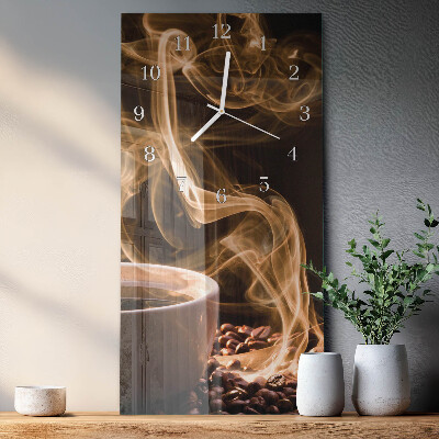 Vertical rectangular wall clock A cup of coffee