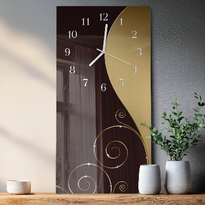 Glass wall clock vertical Abstract art