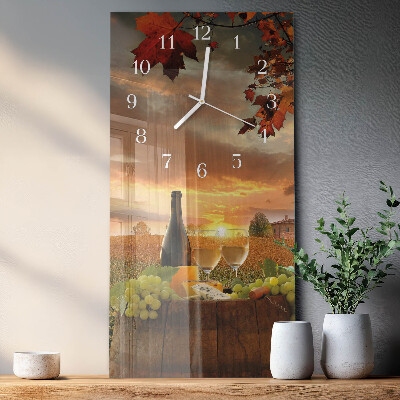 Glass wall clock vertical Winemaking nature