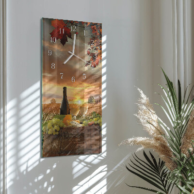 Glass wall clock vertical Winemaking nature