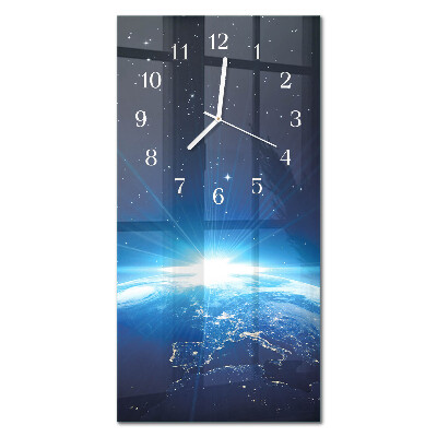 Modern vertical wall clock Earth's Universe