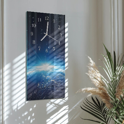 Modern vertical wall clock Earth's Universe