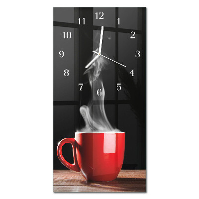 Vertical rectangular wall clock A cup of coffee