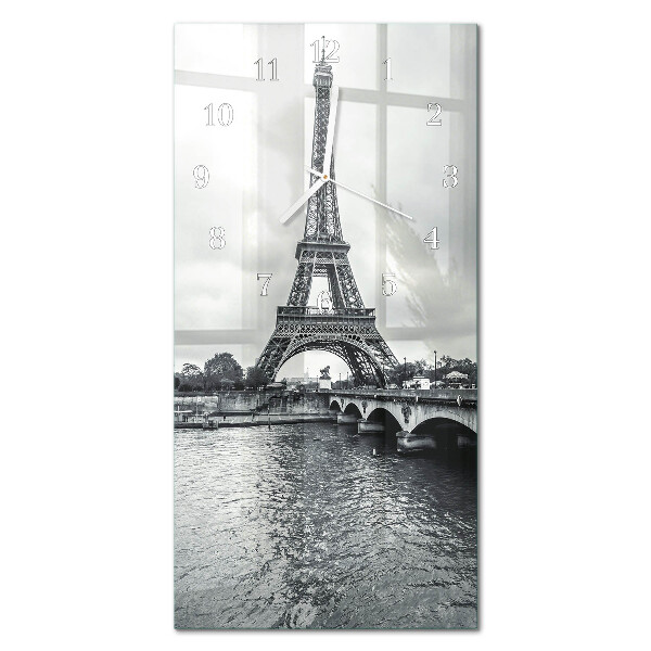 Vertical rectangular wall clock View of the Eiffel Tower
