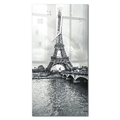 Vertical rectangular wall clock View of the Eiffel Tower