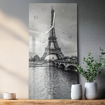 Vertical rectangular wall clock View of the Eiffel Tower