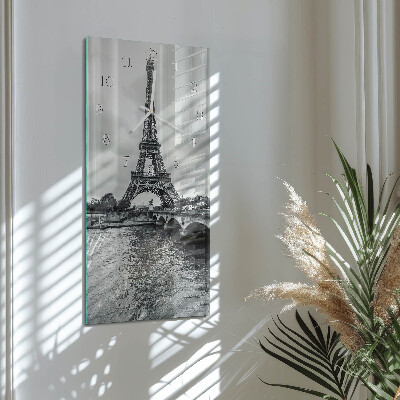 Vertical rectangular wall clock View of the Eiffel Tower