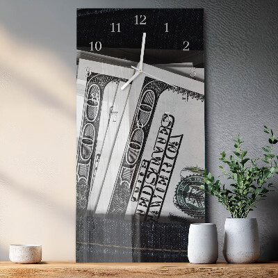 Modern vertical wall clock Banknotes