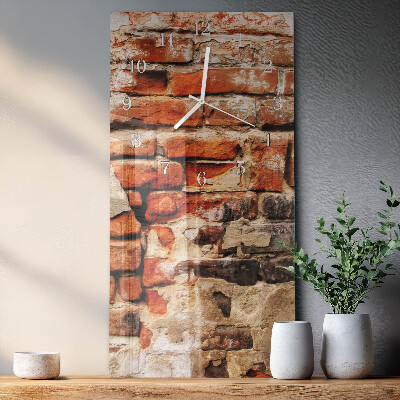 Glass clock vertical Brick wall