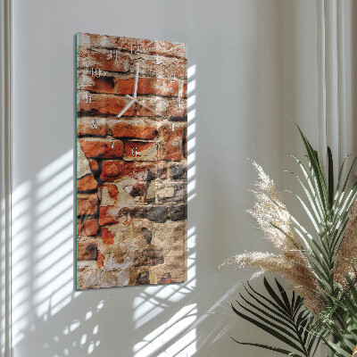 Glass clock vertical Brick wall