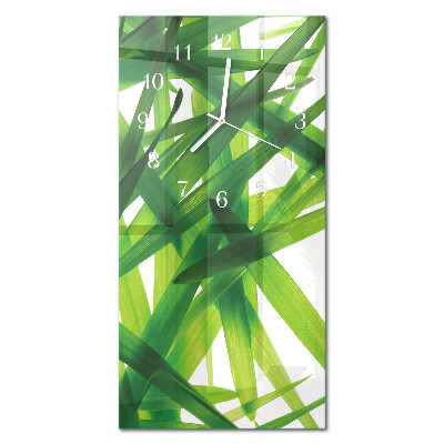 Glass clock vertical Plant leaves