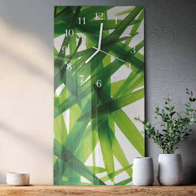Glass clock vertical Plant leaves