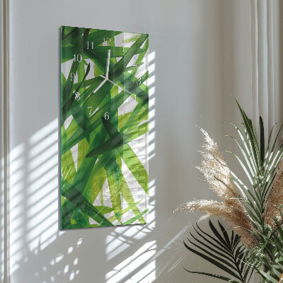 Glass clock vertical Plant leaves