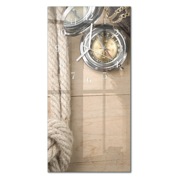Glass wall clock vertical Compass