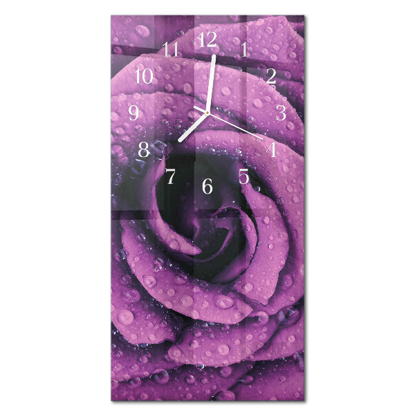 Glass clock vertical Rose