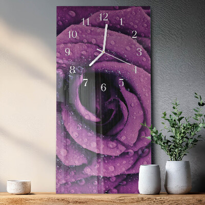 Glass clock vertical Rose