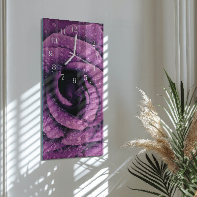 Glass clock vertical Rose
