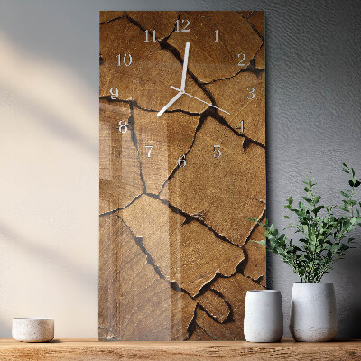 Glass clock vertical Wooden pattern